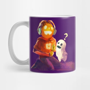 Curious Ghost Investigates a Pumpkin Music Teen Mug